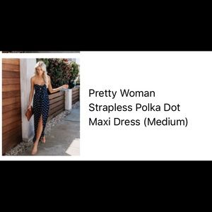 Pretty woman strapless polka dot maxi dress